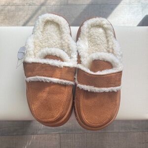 Francesca’s Cozy Brown and Cream Slippers